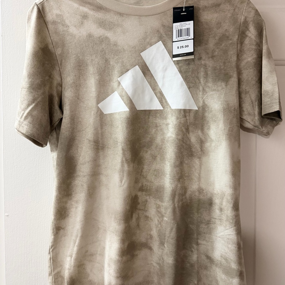 Adidas Khaki Tie-Dye Short Sleeve Tee with White Logo